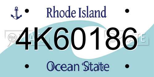 4K60186 Rhode Island License Plate