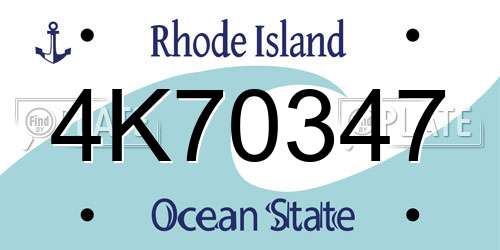 4K70347 Rhode Island License Plate