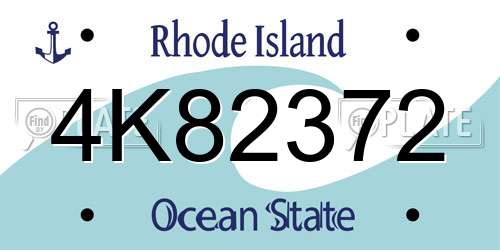 4K82372 Rhode Island License Plate