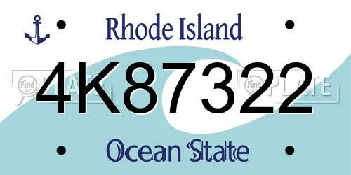 4K87322 Rhode Island License Plate