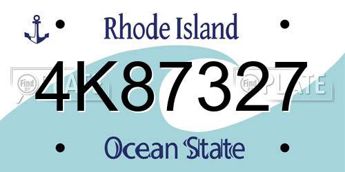 4K87327 Rhode Island License Plate