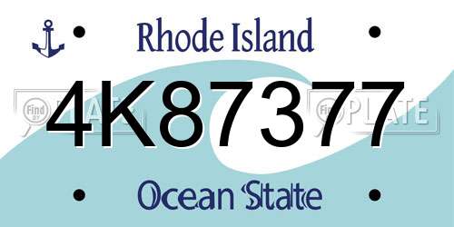 4K87377 Rhode Island License Plate