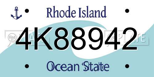 4K88942 Rhode Island License Plate