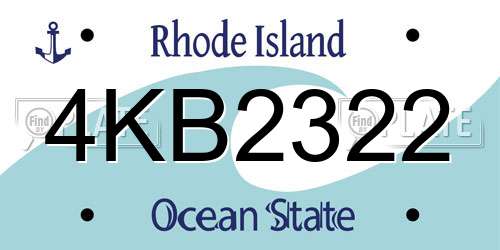 4KB2322 Rhode Island License Plate
