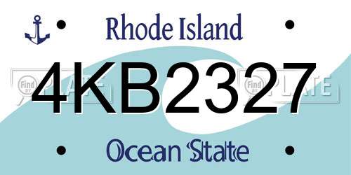 4KB2327 Rhode Island License Plate