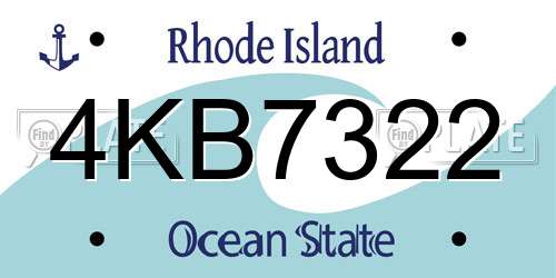 4KB7322 Rhode Island License Plate