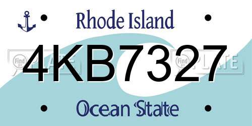 4KB7327 Rhode Island License Plate