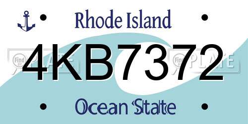 4KB7372 Rhode Island License Plate