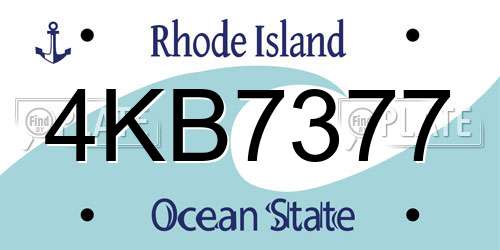 4KB7377 Rhode Island License Plate
