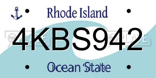 4KBS942 Rhode Island License Plate