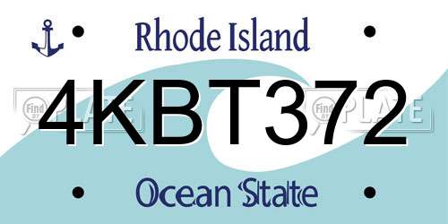4KBT372 Rhode Island License Plate
