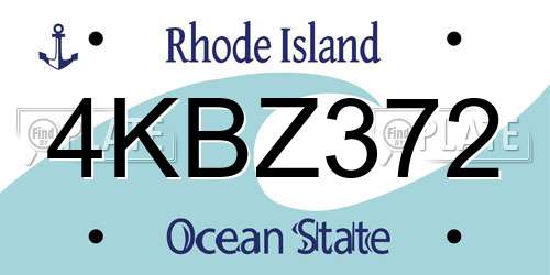 4KBZ372 Rhode Island License Plate