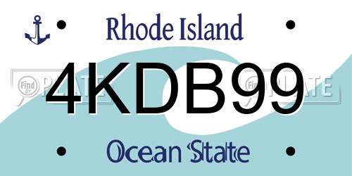 4KDB99 Rhode Island License Plate