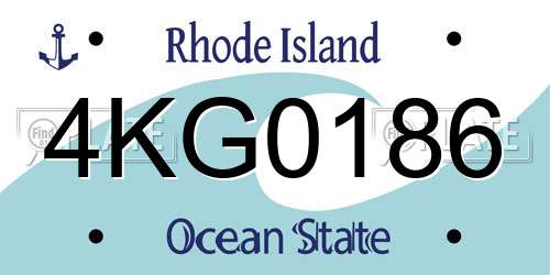 4KG0186 Rhode Island License Plate