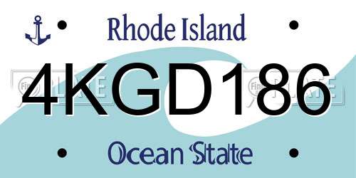 4KGD186 Rhode Island License Plate