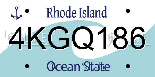 4KGQ186 Rhode Island License Plate