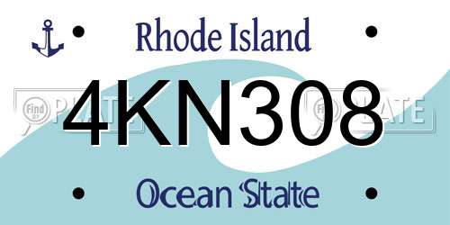4KN308 Rhode Island License Plate