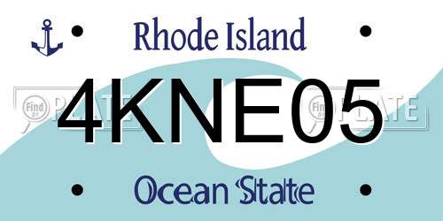 4KNE05 Rhode Island License Plate