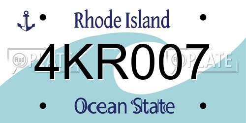 4KR007 Rhode Island License Plate
