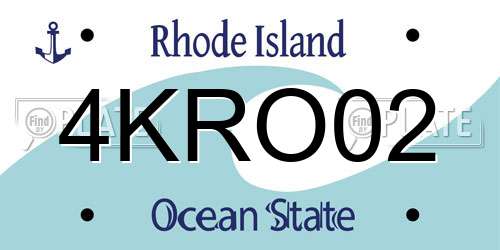 4KRO02 Rhode Island License Plate