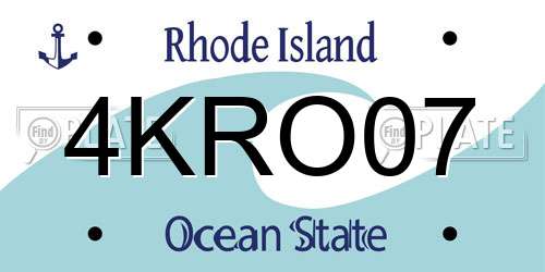 4KRO07 Rhode Island License Plate