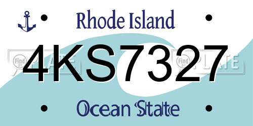 4KS7327 Rhode Island License Plate