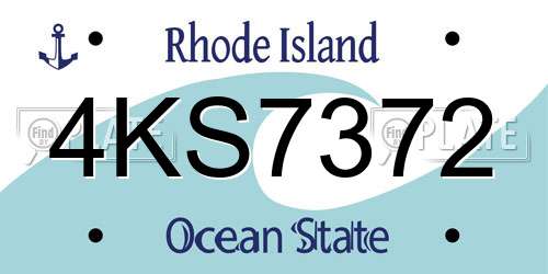 4KS7372 Rhode Island License Plate