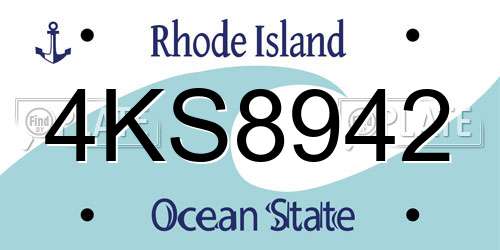 4KS8942 Rhode Island License Plate