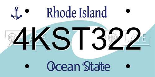 4KST322 Rhode Island License Plate