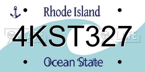 4KST327 Rhode Island License Plate