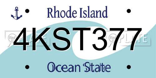 4KST377 Rhode Island License Plate