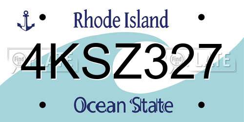 4KSZ327 Rhode Island License Plate
