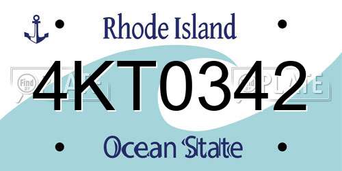 4KT0342 Rhode Island License Plate