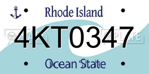 4KT0347 Rhode Island License Plate
