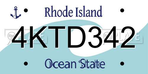 4KTD342 Rhode Island License Plate