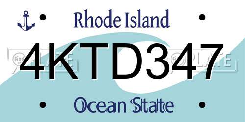 4KTD347 Rhode Island License Plate