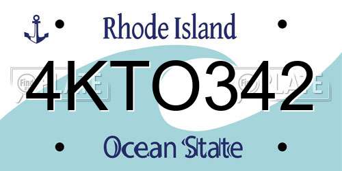 4KTO342 Rhode Island License Plate
