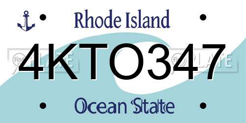 4KTO347 Rhode Island License Plate