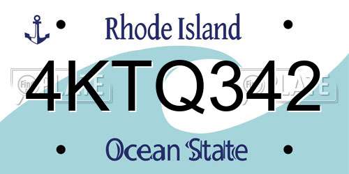 4KTQ342 Rhode Island License Plate
