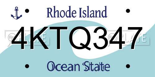 4KTQ347 Rhode Island License Plate