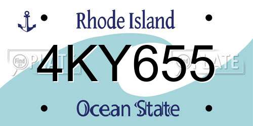4KY655 Rhode Island License Plate