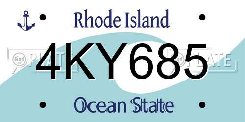 4KY685 Rhode Island License Plate