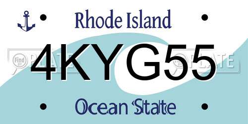 4KYG55 Rhode Island License Plate