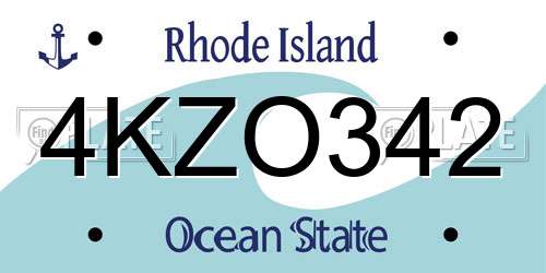 4KZO342 Rhode Island License Plate