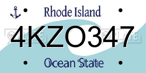 4KZO347 Rhode Island License Plate