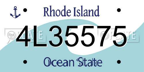 4L35575 Rhode Island License Plate