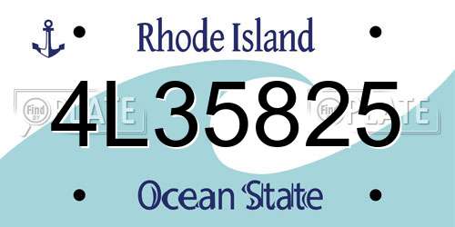 4L35825 Rhode Island License Plate