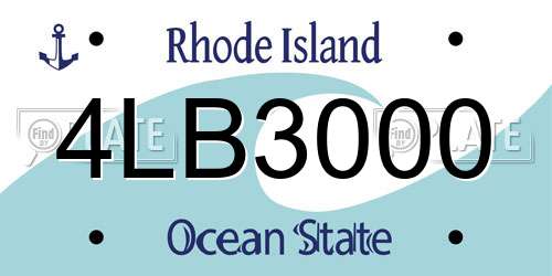 4LB3000 Rhode Island License Plate