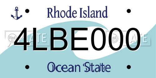 4LBE000 Rhode Island License Plate
