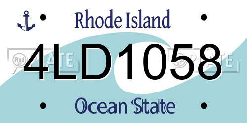 4LD1058 Rhode Island License Plate